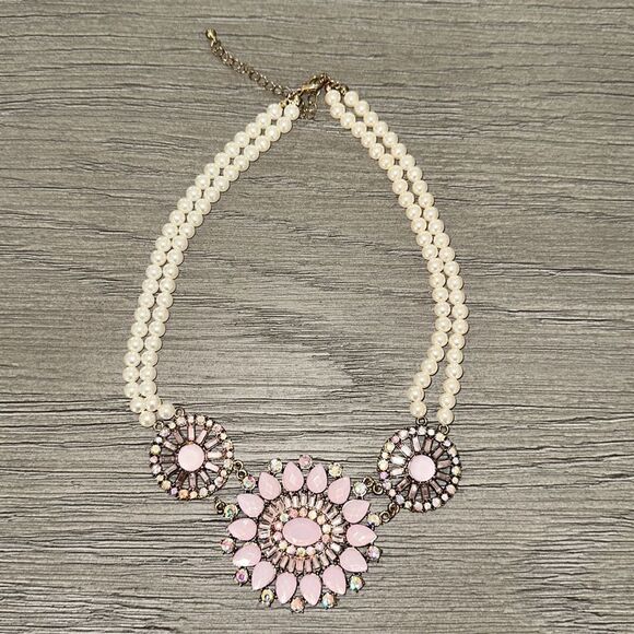 Pearl pink stone necklace - Picture 5 of 6